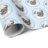 Pug schilderen - Kute Original Dog Art Cadeaupapier (Rol Hoek)