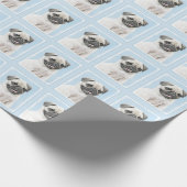 Pug schilderen - Kute Original Dog Art Cadeaupapier (Hoek)