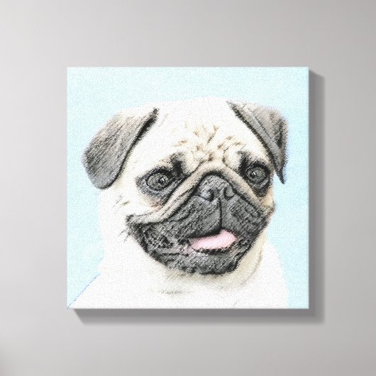 Pug schilderen - Kute Original Dog Art Canvas Afdruk (Voorkant)