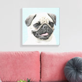 Pug schilderen - Kute Original Dog Art Canvas Afdruk (Insitu (Woonkamer))