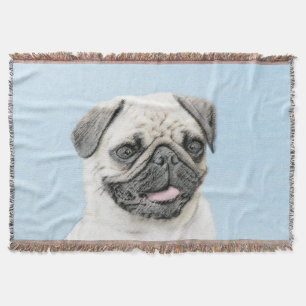 Pug schilderen - Kute Original Dog Art Deken