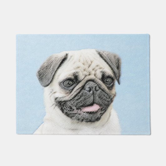 Pug schilderen - Kute Original Dog Art Deurmat (Voorkant)