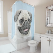 Pug schilderen - Kute Original Dog Art Douchegordijn (In situ)
