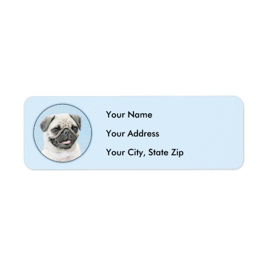 Pug schilderen - Kute Original Dog Art Etiket (Voorkant)