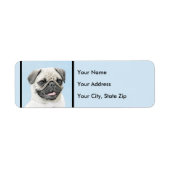 Pug schilderen - Kute Original Dog Art Etiket (Voorkant)