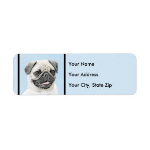 Pug schilderen - Kute Original Dog Art Etiket