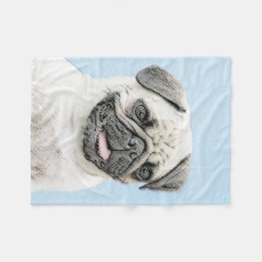 Pug schilderen - Kute Original Dog Art Fleece Deken (Voorkant (Horizontaal))