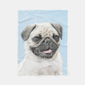 Pug schilderen - Kute Original Dog Art Fleece Deken (Voorkant)