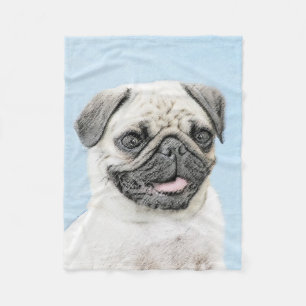Pug schilderen - Kute Original Dog Art Fleece Deken