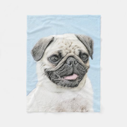 Pug schilderen - Kute Original Dog Art Fleece Deken (Voorkant)