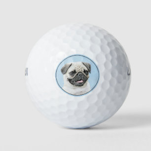 Pug schilderen - Kute Original Dog Art Golfballen
