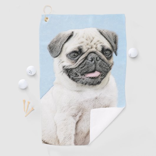 Pug schilderen - Kute Original Dog Art Golfhanddoek (Insitu)