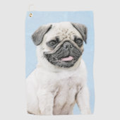 Pug schilderen - Kute Original Dog Art Golfhanddoek (Voorkant)