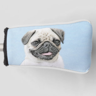 Pug schilderen - Kute Original Dog Art Golfheadcover