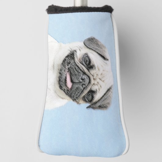 Pug schilderen - Kute Original Dog Art Golfheadcover (Draai 90)