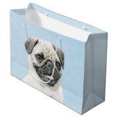 Pug schilderen - Kute Original Dog Art Groot Cadeauzakje (Voorkant Gekanteld)