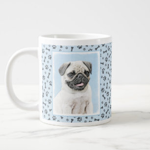 Pug schilderen - Kute Original Dog Art Grote Koffiekop