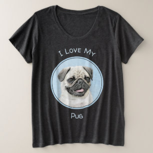 Pug schilderen - Kute Original Dog Art Grote Maat T-shirt
