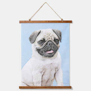 Pug schilderen - Kute Original Dog Art Hangend Wandkleed