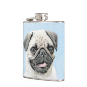 Pug schilderen - Kute Original Dog Art Heupfles (Links)