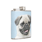 Pug schilderen - Kute Original Dog Art Heupfles (Rechts)