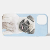 Pug schilderen - Kute Original Dog Art iPhone Hoesje (Achterkant horizontaal)