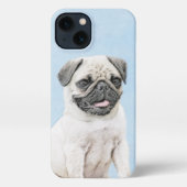 Pug schilderen - Kute Original Dog Art iPhone Hoesje (Achterkant)