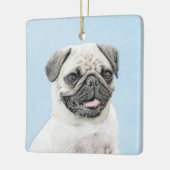 Pug schilderen - Kute Original Dog Art Keramisch Ornament (Links)