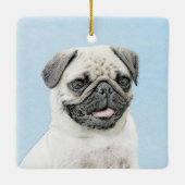 Pug schilderen - Kute Original Dog Art Keramisch Ornament (Achterkant)