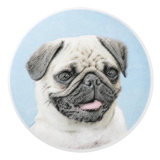 Pug schilderen - Kute Original Dog Art Keramische Knop (Voorkant)