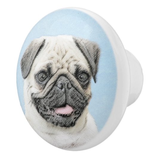 Pug schilderen - Kute Original Dog Art Keramische Knop (Rechts)