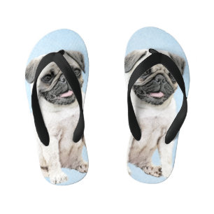 Pug schilderen - Kute Original Dog Art Kinder Teenslippers