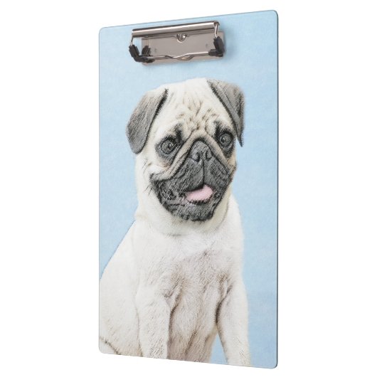 Pug schilderen - Kute Original Dog Art Klembord (Links)