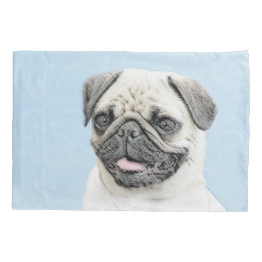 Pug schilderen - Kute Original Dog Art Kussensloop (Achterkant)