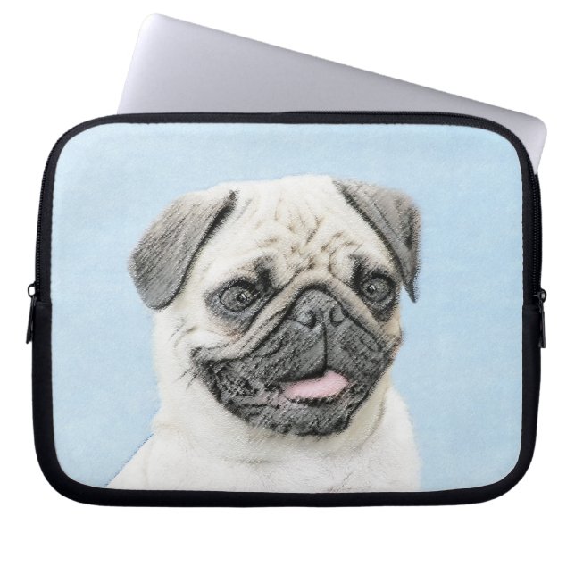 Pug schilderen - Kute Original Dog Art Laptop Sleeve (Voorkant)
