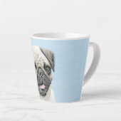 Pug schilderen - Kute Original Dog Art Latte Mok (Rechterhoek)