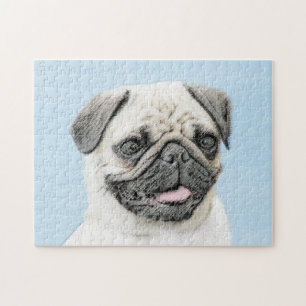 Pug schilderen - Kute Original Dog Art Legpuzzel