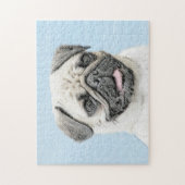 Pug schilderen - Kute Original Dog Art Legpuzzel (Verticaal)