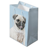 Pug schilderen - Kute Original Dog Art Medium Cadeauzakje (Voorkant Gekanteld)