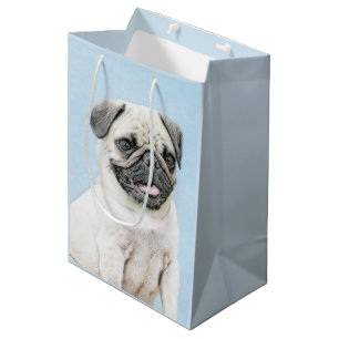 Pug schilderen - Kute Original Dog Art Medium Cadeauzakje