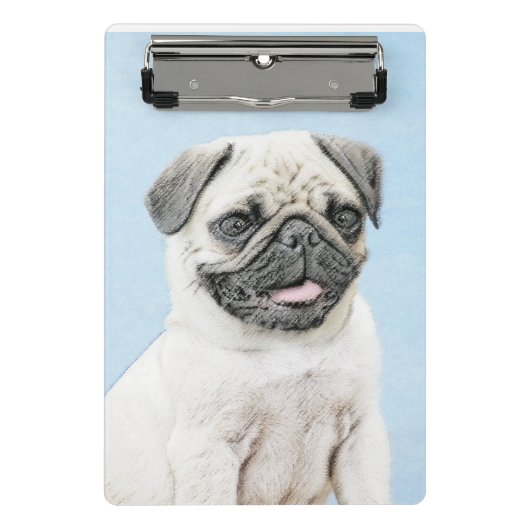 Pug schilderen - Kute Original Dog Art Mini Klembord (Voorkant)
