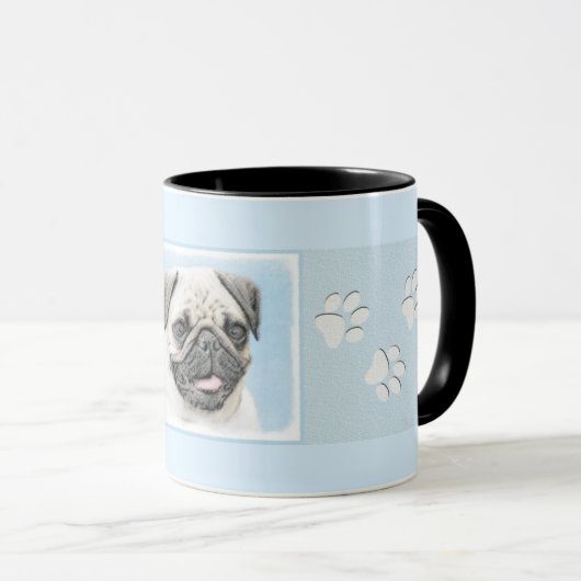 Pug schilderen - Kute Original Dog Art Mok (Voorkant rechts)