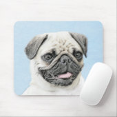 Pug schilderen - Kute Original Dog Art Muismat (Met muis)