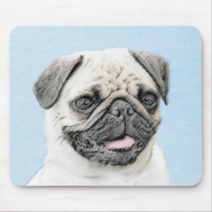 Pug schilderen - Kute Original Dog Art Muismat