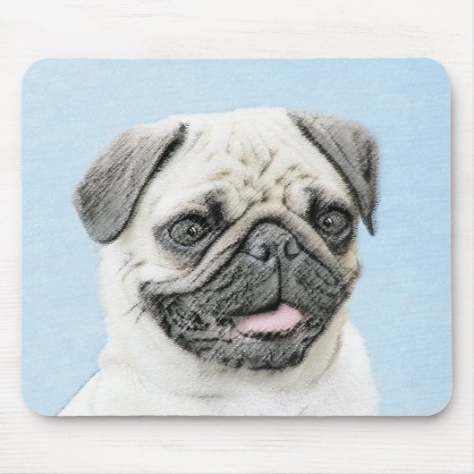 Pug schilderen - Kute Original Dog Art Muismat (Voorkant)