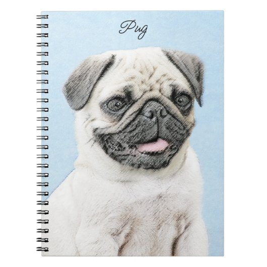 Pug schilderen - Kute Original Dog Art Notitieboek (Voorkant)
