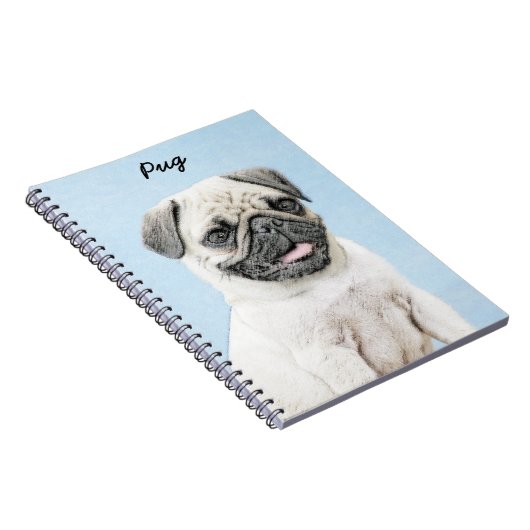 Pug schilderen - Kute Original Dog Art Notitieboek (Rechterzijde)