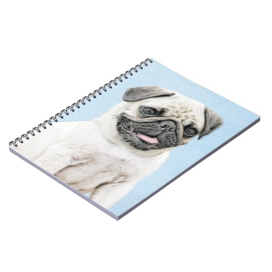 Pug schilderen - Kute Original Dog Art Notitieboek (Linkerzijde)