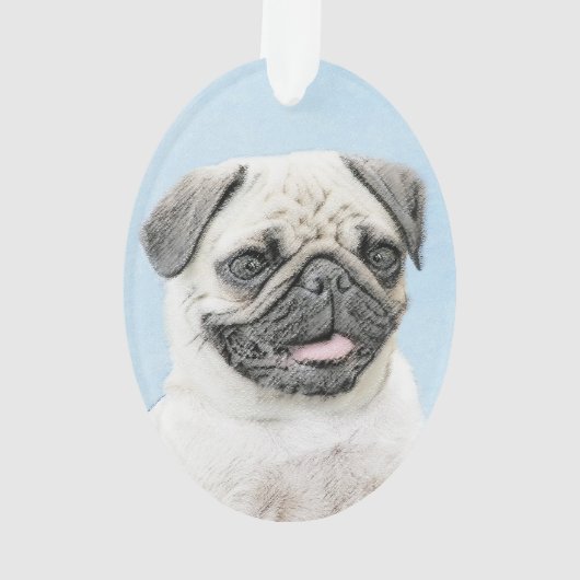 Pug schilderen - Kute Original Dog Art Ornament (achterkant)