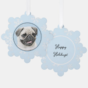 Pug schilderen - Kute Original Dog Art Ornament Kaart